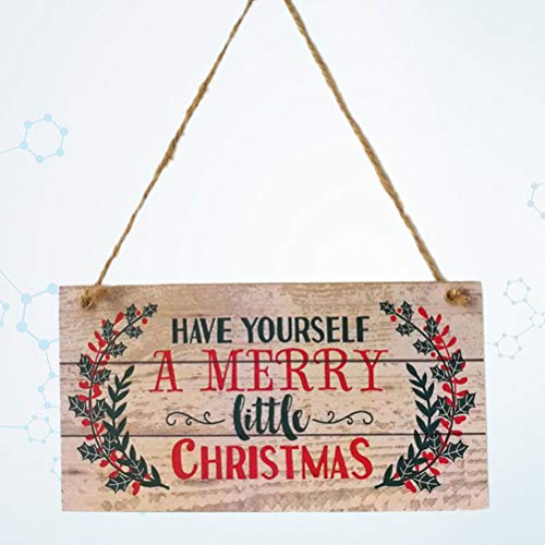 YeahiBaby Adornos de Navidad en Madera para Puerta Decoracion Navidad Placa Decorativa Vintage Retro con Letrero de Merry Christmas