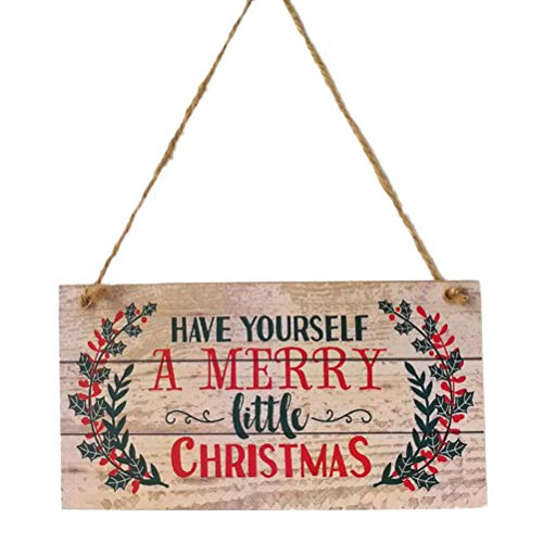 YeahiBaby Adornos de Navidad en Madera para Puerta Decoracion Navidad Placa Decorativa Vintage Retro con Letrero de Merry Christmas