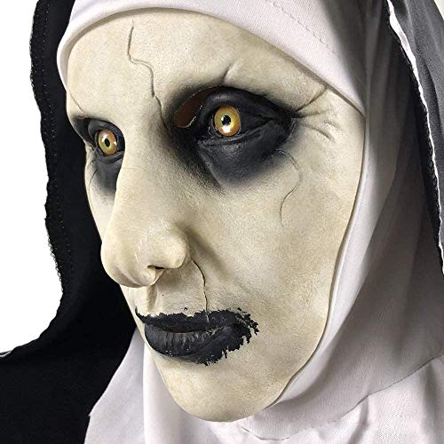 YI-LIGHT El Horror máscara de Halloween máscara de látex Miedo, Miedo Turbante, Halloween máscara Nun, Femenina tocados Fantasma, Traje máscara del Horror Monja