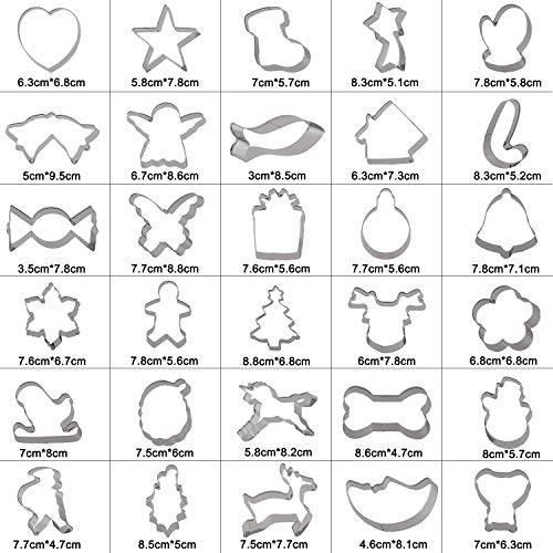 YILEEY 30 Moldes Galletas Hallowen, Moldes Galletas Navidad de Acero Inoxidable. Moldes para Galletas para Niños. Cookie Cutter, Galletas, Tartas, Cookie, Navidad, Halloween. En Forma de Corazon