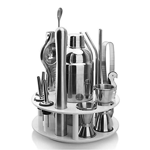 Yinaa Set de Coctelería Prevenga El Uso Seguro de Fugas Coctelera de Cóctel Accesorios Set Coctelera Boston Bar Kits 700M+Marco Giratorio Circular