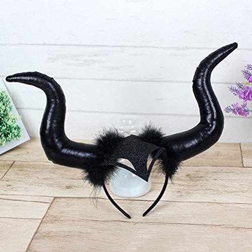 Yissma Devil Horns Alice Band Disfraz de Halloween Tocado Cuernos para Maléfica Cosplay Decoración Sombreros Sombrero Fiesta