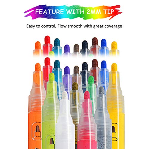 YITHINC Rotuladores de Pintura Acrílica 15 Colores Rotulador Permanente a Base de Agua de para Pintura de Roca Cerámica Vidrio Madera Guijarros Tela Metal Secado Rápido
