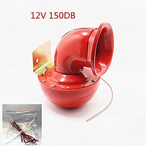 YIYDA Bocina eléctrica para auto Bocina para150db Bocina Altavoz Bocina de aire Bocina de metal rojo Sonido de vaca único Bocina súper fuerte para cualquier auto de 12V Camiones Barcos Moto etc