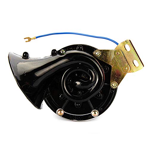 YIYIDA Bocina de coche Car Horn Bocina eléctrica para auto165DB Cuerno de caracol negro Altavoz Cuerno de aire de metal Sonido súper furioso para cualquier vehículo de 12V Trenes Lorrys Barcos etc