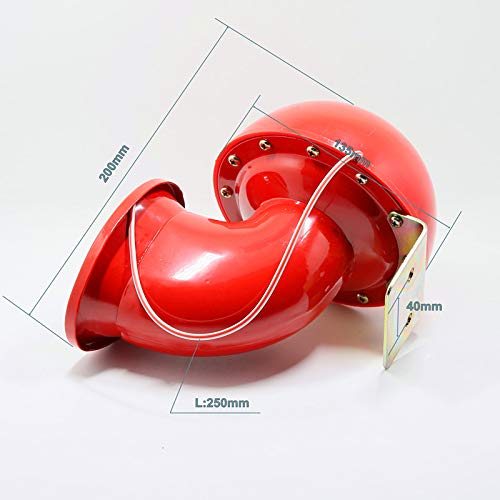 YIYIDA Bocina de coche de 150db Bocina de toro eléctrica Altavoz Bocina roja Bocina Llamada unica sonido Bocina de metal Bocina Adecuado para12V Camiones Trenes Lorrys Barcos Motos Coches etc