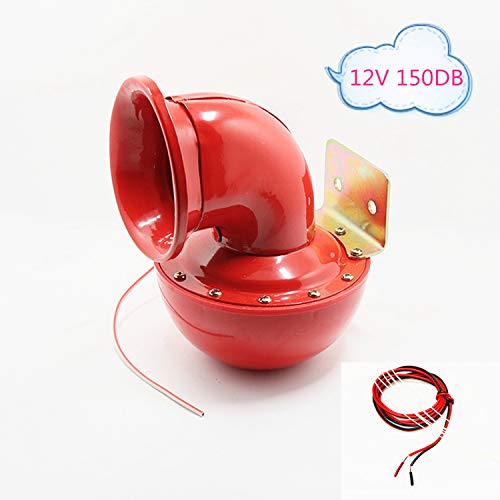 YIYIDA Bocina de coche de 150db Bocina de toro eléctrica Altavoz Bocina roja Bocina Llamada unica sonido Bocina de metal Bocina Adecuado para12V Camiones Trenes Lorrys Barcos Motos Coches etc