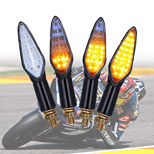 Yizhet Intermitentes Led Moto Luz Señal de Giro, 4Pcs Intermitentes para Moto Homologados Ambar Giro Indicator Faros Intermitentes Delanteros 12V
