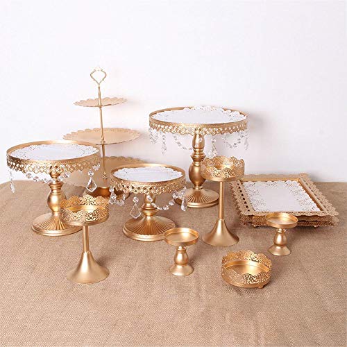 yizhi2325 12 Unidades/Juego de Exhibición de Soportes de Torta, Tenedor de Postre, Estante para Banquetes de Boda de Hierro Forjado Decoración de la Mesa de Rack de Cristal