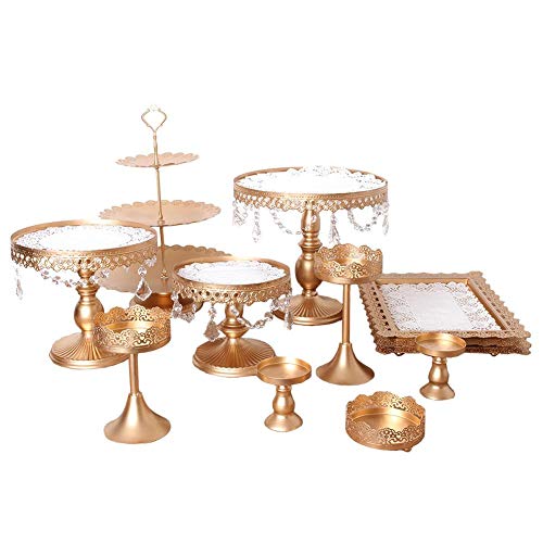 yizhi2325 12 Unidades/Juego de Exhibición de Soportes de Torta, Tenedor de Postre, Estante para Banquetes de Boda de Hierro Forjado Decoración de la Mesa de Rack de Cristal
