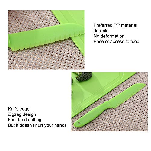 Ylinova - Juego de 4 cuchillos de cocina de plástico para niños, cuchillos de cocina, cuchillos de nailon, cuchillo de lechuga y cuchillo seguro para niños 4 colores