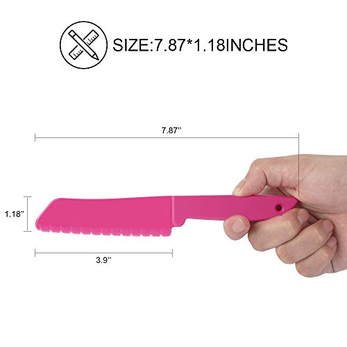 Ylinova - Juego de 4 cuchillos de cocina de plástico para niños, cuchillos de cocina, cuchillos de nailon, cuchillo de lechuga y cuchillo seguro para niños 4 colores