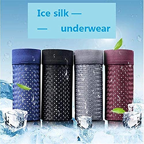 YLZQDL Paquete de 4 Calzoncillos de bambú para Hombres, Calzoncillos Tipo bóxer 3D para Hombres, Calzoncillos de Malla de Secado rápido de Seda Helada (XXXXXL)