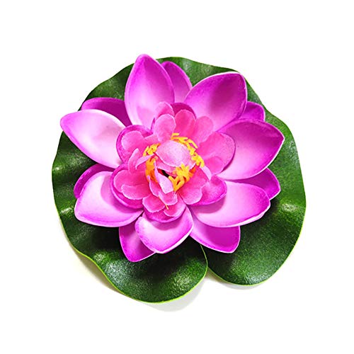 Ymlove 10 cm Simulación Lotus falso nenúfar flotante EVA flores artificiales piscina acuario decoración perfecto para interior y pertenecen morado/rojo