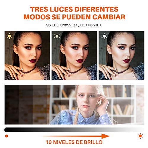 Yoozon Mini Anillo de Luz LED fotográfica de Escritorio, 3 Colores y 10 Brillos. Altura Ajustable con Soporte de teléfono para Selfie, Videoconferencia, Youtube Video, Maquillaje, Transmisión en vivo