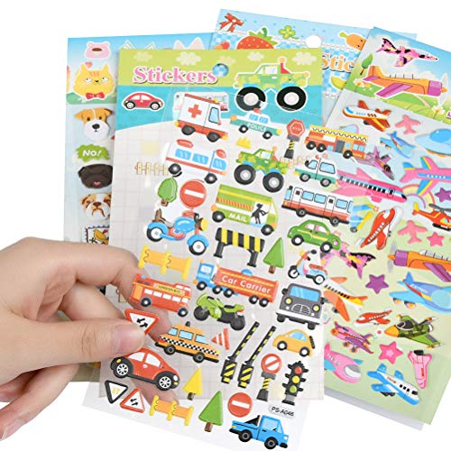 YOTINO 20 Hojas Pegatinas para Niños 3D 1500 Patrones Ricos Incluidos los Animales, Peces, Letras, Plantas más para DIY Decoration Scrapbooking