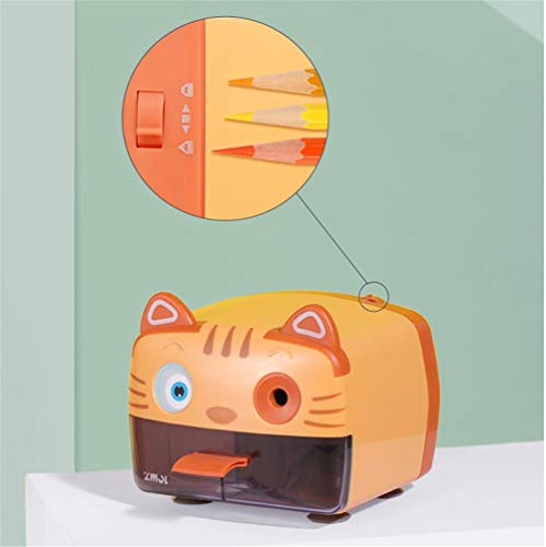 YOUEC Sacapuntas de lápiz eléctrico, Afiladores de Cuchillas helicoidales de Alta Resistencia 3 Nitidez para niños Artistas Aula Oficina Escuela, Parada automática,Tiger