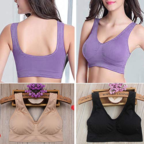 Youliy - Sujetador deportivo para mujer, sin acolchado, sin costuras, para yoga, fitness