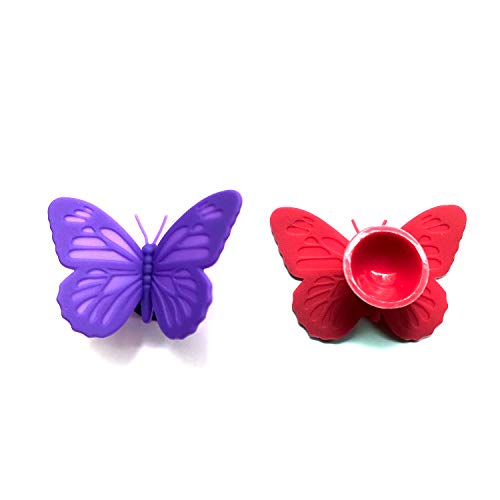 YouU 10 Piezas de Marcadores de Copa de Vino Mariposa Surtida de Silicona Bebida Encantos de Vidrio y Etiquetas de Encanto de Vino con Ventosa