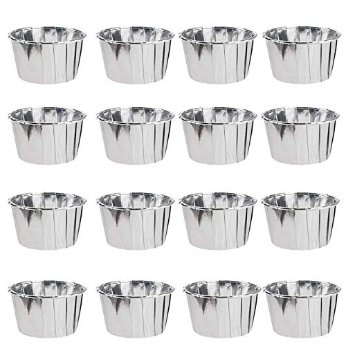 YOUYIKE Moldes para magdalenas, 50 unidades de papel metálico para hornear, moldes de papel de aluminio para hornear, Papel Molde Muffin Cases, Papel para Cupcakes, moldes para Hornear (plateado)