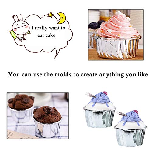 YOUYIKE Moldes para magdalenas, 50 unidades de papel metálico para hornear, moldes de papel de aluminio para hornear, Papel Molde Muffin Cases, Papel para Cupcakes, moldes para Hornear (plateado)