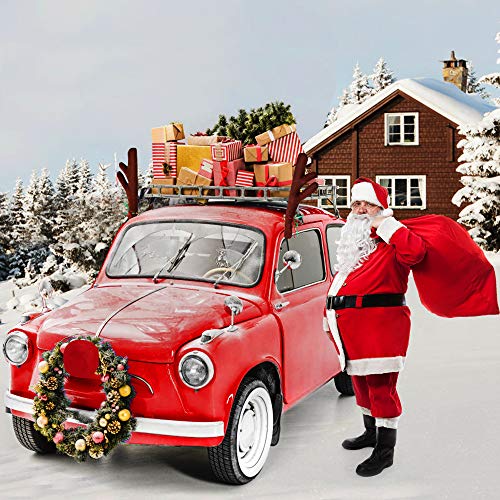 YQHbe Cuernos de Reno para Coche Reno de Navidad para Coche Kit de Decoración de Cuernos de Reno Rudolf y Nariz Roja con Campanillas y Cola Decoración de Ventana de Coche para Navidad