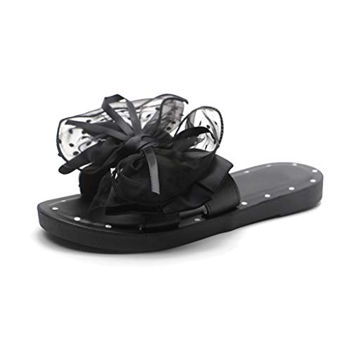 YQRJYB Moda Verano Arcos Diapositivas Sandalias de Interior y Exterior Antideslizante Vacaciones en la Playa Sandalias Slippers (Color : Black, Size : 39)