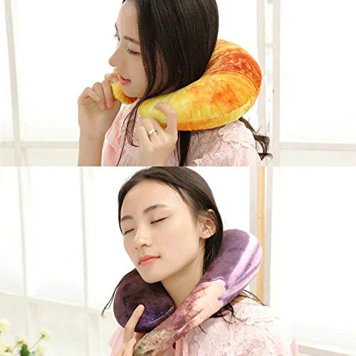 Yqs Almohada de Viaje Portátil en Forma de U Almohada for Cuello Camarón Regalo Viaje 3D Pan Pimienta Berenjena Tipo Almohadilla del hogar del Recorrido decoración de la Oficina Confort Almohada
