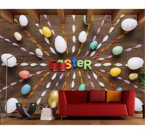 Ytdzsw Huevos de Pascua con letras inglesas, papel pintado para sala de estar, sofá, TV, dormitorio, cocina, restaurante, bar, murales, 350 x 245 cm
