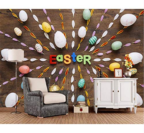 Ytdzsw Huevos de Pascua con letras inglesas, papel pintado para sala de estar, sofá, TV, dormitorio, cocina, restaurante, bar, murales, 350 x 245 cm