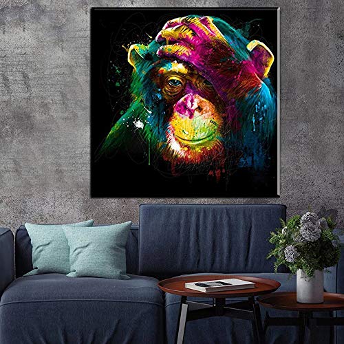 YuanMinglu Mural Lienzo Pintura al óleo Imprimir Ideas Principales Decoración de Pared Arte Sin Marco Mural Pensamiento Mono Lienzo Arte Póster Pintura sin Marco 40x40cm
