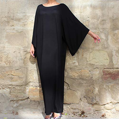 Yudesun Ropa Mujer Vestidos Musulmán - Modesto Kaftan Abra Togas Islámica Murciélago Mangas Fiesta Vestirse Vestido,Negro,XL=Etiqueta 2XL