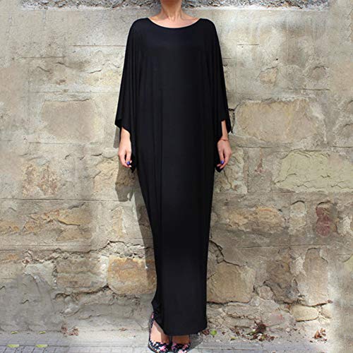 Yudesun Ropa Mujer Vestidos Musulmán - Modesto Kaftan Abra Togas Islámica Murciélago Mangas Fiesta Vestirse Vestido,Negro,XL=Etiqueta 2XL
