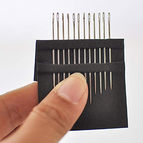 YUE QIN 12 Piezas Aguja de Ojo Grande Agujas de Costura Agujas Coser a Mano,de Agujas Costura Zurcido Agujas de Ojo Grandes para Costura de Bordad(con Cajas de Agujas de Madera)