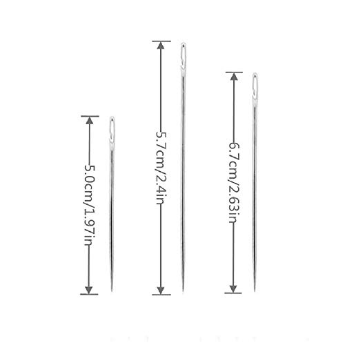 YUE QIN 12 Piezas Aguja de Ojo Grande Agujas de Costura Agujas Coser a Mano,de Agujas Costura Zurcido Agujas de Ojo Grandes para Costura de Bordad(con Cajas de Agujas de Madera)