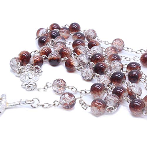 YUNGYE Grano De Piedra Triturada Collar De Rosario Cruzado Cristo Católico Santo Padre Nuestra Señora Suministros De Oración