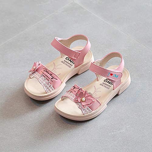 YWLINK Sandalias NiñAs,Verano Butterfly Pearl Rhinestone Playa Princesa Zapatos Sandalias Zapatillas Zapatos De Baile Romanos Bohemia Fiesta Regalo De CumpleañOs(Rosado,36EU)