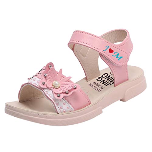 YWLINK Sandalias NiñAs,Verano Butterfly Pearl Rhinestone Playa Princesa Zapatos Sandalias Zapatillas Zapatos De Baile Romanos Bohemia Fiesta Regalo De CumpleañOs(Rosado,36EU)