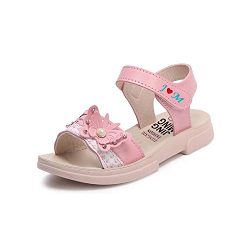 YWLINK Sandalias NiñAs,Verano Butterfly Pearl Rhinestone Playa Princesa Zapatos Sandalias Zapatillas Zapatos De Baile Romanos Bohemia Fiesta Regalo De CumpleañOs(Rosado,36EU)