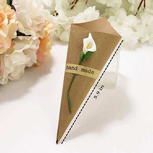 yyuezhi 50 Piezas Retro Kraft Papel Bolsa Cucuruchos de Papel Kraft Cono de Arroz Retro Kraft Papel Cajas de Regalo de Boda Papel de Regalo Para Boda Bautizo Cumpleaños Navidad Con Pegatinas（Marrón）