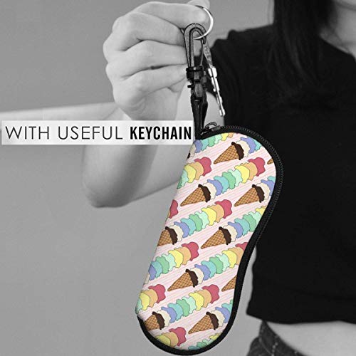 YZXC - Estuche blando para gafas de sol, estuche de neopreno ultraligero con cremallera y clip para cinturón, cono de helado arcoíris