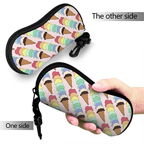 YZXC - Estuche blando para gafas de sol, estuche de neopreno ultraligero con cremallera y clip para cinturón, cono de helado arcoíris