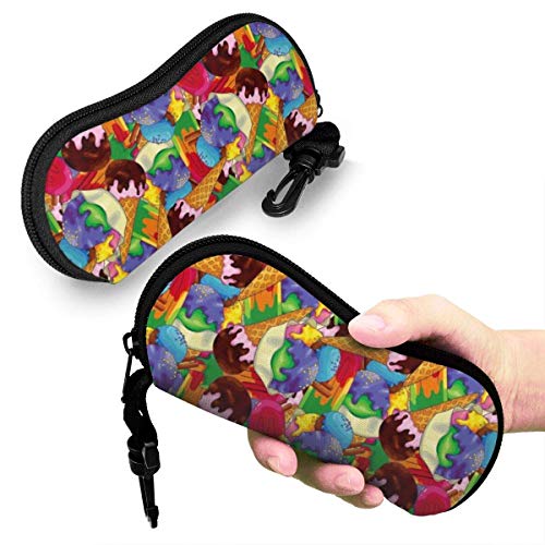YZXC - Estuche blando para gafas de sol, estuche de neopreno ultraligero con cremallera y clip para cinturón, patrón de helado (2)