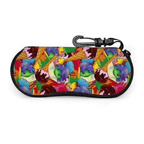 YZXC - Estuche blando para gafas de sol, estuche de neopreno ultraligero con cremallera y clip para cinturón, patrón de helado (2)