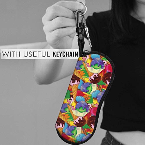 YZXC - Estuche blando para gafas de sol, estuche de neopreno ultraligero con cremallera y clip para cinturón, patrón de helado (2)