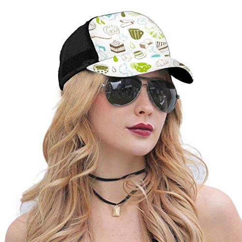 ZANSENG Gorra de béisbol Hombres Mujeres, Té Café Panadería Patrón Ajustable Trucker Mesh Summer Vented Baseball Sun Cap Hat Hombres Gorras de béisbol