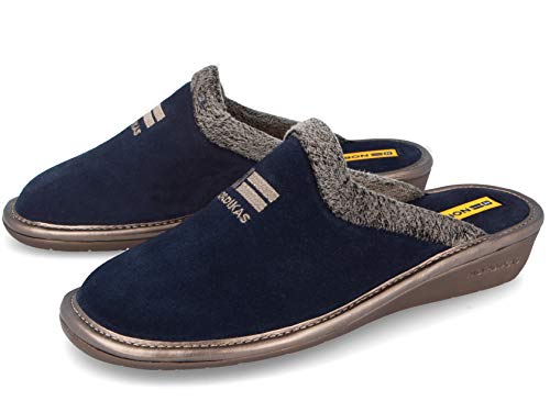 Zapatillas de casa en ante azul marino, Azul marino, 37