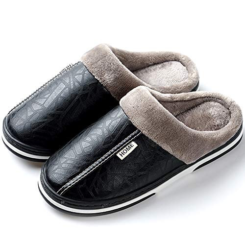 Zapatillas de Estar por casa Mujer Invierno Peluche Cerradas Andar Calienta Pantuflas Slippers Originales Termicas Zapatos (36/37 EU, T-Black)