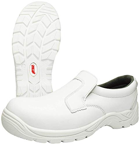 Zapatillas de Trabajo Nitras 7250 Clean Step I - Zapatilla de Seguridad S2 para Hombres y Mujeres - Zapatos Resistentes al Agua con Punta de Acero - Blanco, Tamaño 42