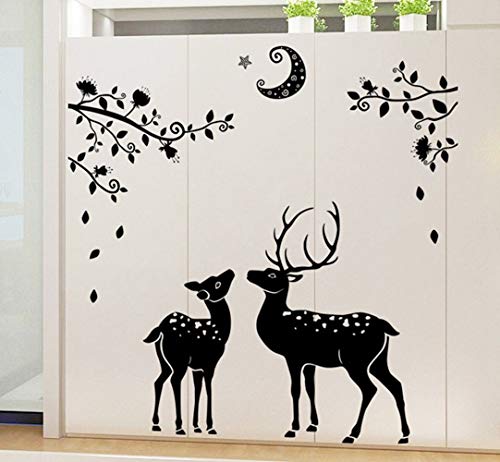ZBYLL Pegatinas De Navidad Navidad Fawn Silueta Negra Casa Baño Decoración Pegatinas De Pared